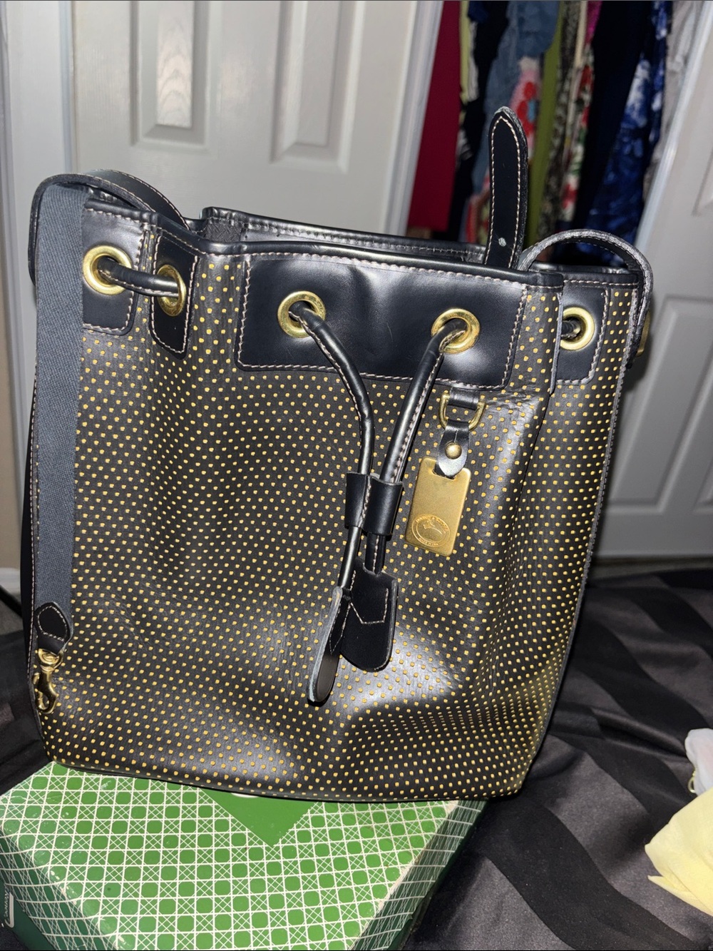 Preowned Vintage Dooney &Bourke Pyramid Drawstring Bucket Bag